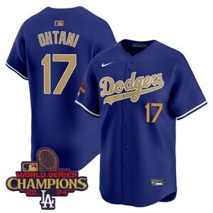 Nike Dodgers Blue and Gold Ohtani #17 Jersey